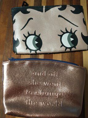 Betty Boop and Rose gold Makeup Bags Lot of 2 Limited Edition Adorable